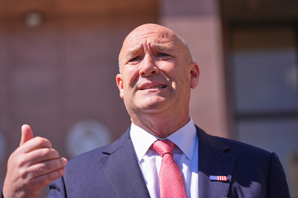 Attorney Bradford Cohen speaks to reporters after a detention hearing in Federal Court for his client rapper Pooh Shiesty, whose legal name is Lontrell Williams Jr., in Dallas, Wednesday, April 8, 2026. (AP Photo/LM Otero)