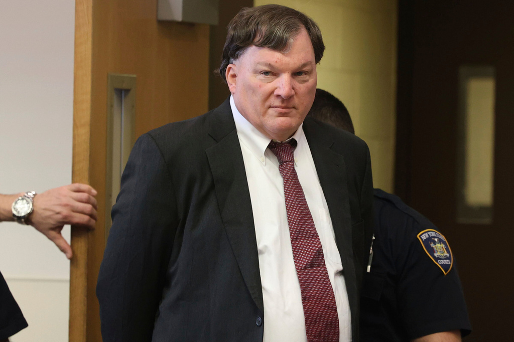 FILE - Rex Heuermann appears in Judge Timothy Mazzei's courtroom at Suffolk County Court in Riverhead, N.Y., for a status conference, Feb. 25, 2025. (James Carbone/Newsday via AP, File)