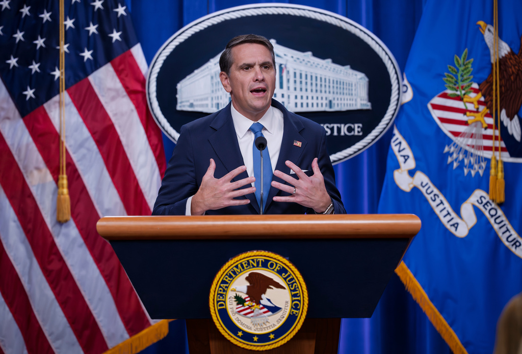 Deputy Attorney General Todd Blanche meets with reporters as the Justice Department announces the release of three million pages of documents in the latest Jeffrey Epstein disclosure in Washington, Friday, Jan. 30, 2026. (AP Photo/J. Scott Applewhite)