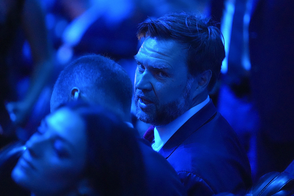Vice President JD Vance attends UFC Freedom 250 on the South Lawn of the White House, Monday, June 15, 2026, in Washington. (AP Photo/Mark Schiefelbein)
