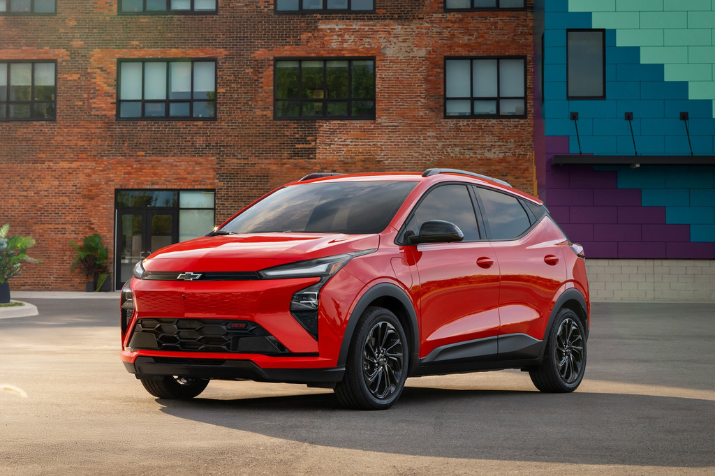 This photo provided by Chevrolet shows the 2027 Chevy Bolt, which will offer about 255 miles of range plus a Tesla-style charging port. (Courtesy of General Motors via AP)