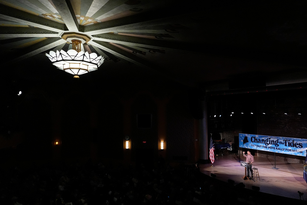 Graham Platner, Democratic candidate for U.S. Senate, speaks at a campaign event Friday, June 5, 2026, in Bar Harbor, Maine. (AP Photo/Robert F. Bukaty)