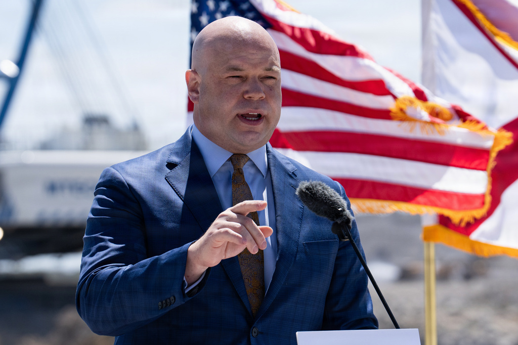 In this image provided by the U.S. Army Corps of Engineers, Assistant Secretary of the Army for Civil Works Adam Telle speaks April 13, 2026, to announce action to complete the Everglades Agricultural Area (EAA) Reservoir Project, in South Bay, Fla. (Brigida I. Sanchez/U.S. Army Corps of Engineers via AP)