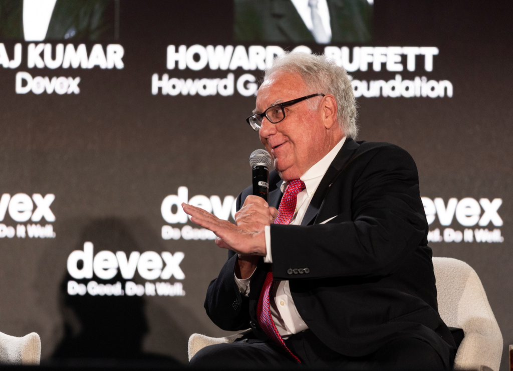 Howard G. Buffett talks on stage during the Devex Impact House at UNGA event in New York on Thursday, Sept. 24, 2026. (AP Photo/Ishika Samant)
