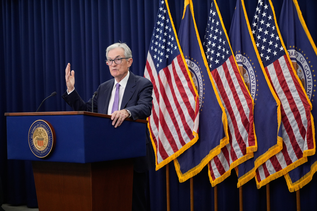 Federal Reserve Chairman Jerome Powell speaks at a news conference after the Federal Open Market Committee meeting Wednesday, Oct. 29, 2025, at the Federal Reserve Board Building in Washington. (AP Photo/Manuel Balce Ceneta)
