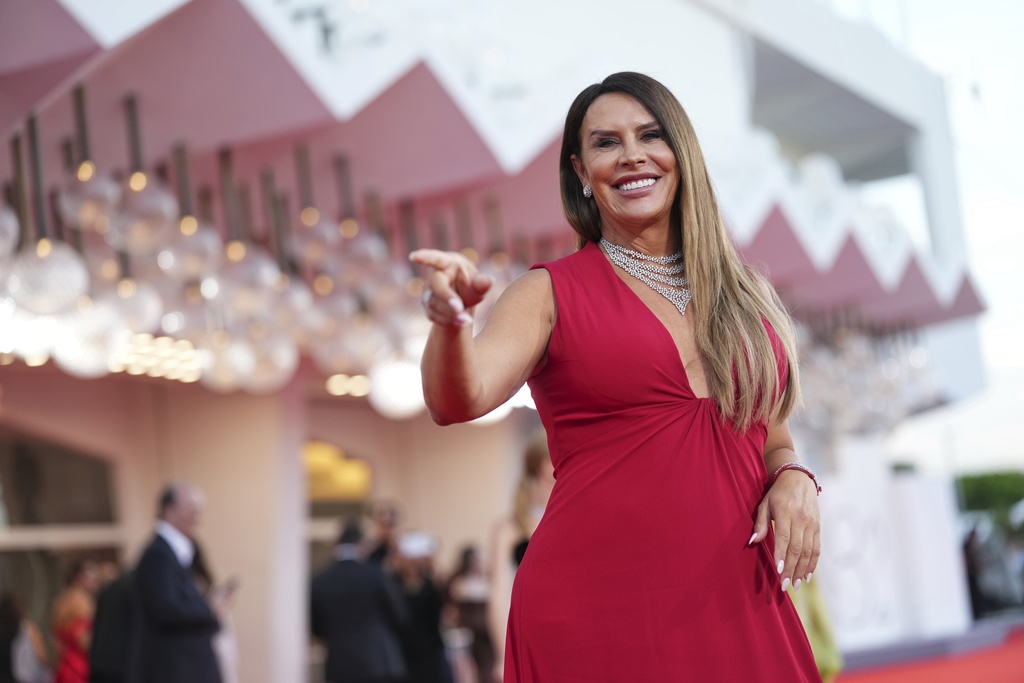 Karla Sofia Gascon poses for photographers at the red carpet for the film 'Frankenstein' during the 82nd edition of the Venice Film Festival in Venice, Italy, on Saturday, Aug. 30, 2025. (Photo by Scott A Garfitt/Invision/AP)