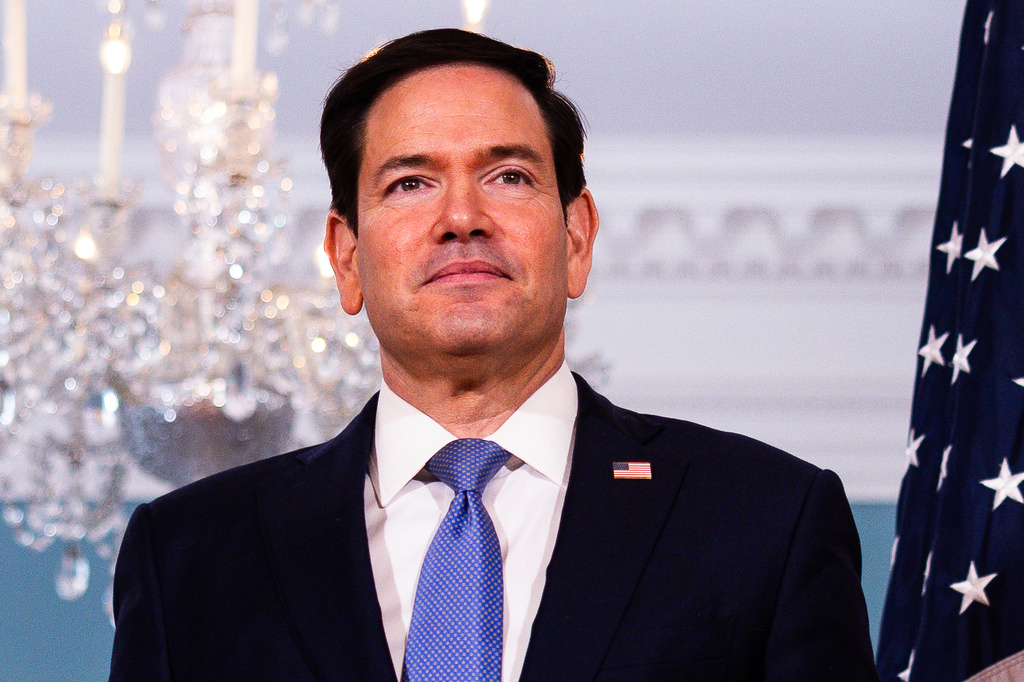 Secretary of State Marco Rubio arrives with Austrian Foreign Minister Beate Meinl-Reisinger, not shown, to the Treaty Room at the State Department, Tuesday, Aug. 11, 2026, in Washington. (AP Photo/Tierney L. Cross)