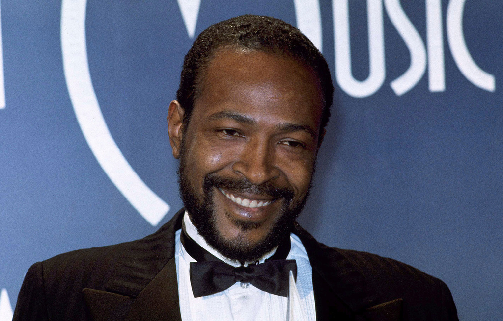 FILE - Marvin Gaye, winner of Favorite Soul/R&B Single, "Sexual Healing," attends the American Music Awards in Los Angeles on Jan. 17, 1983. (AP Photo/Doug Pizac, File)