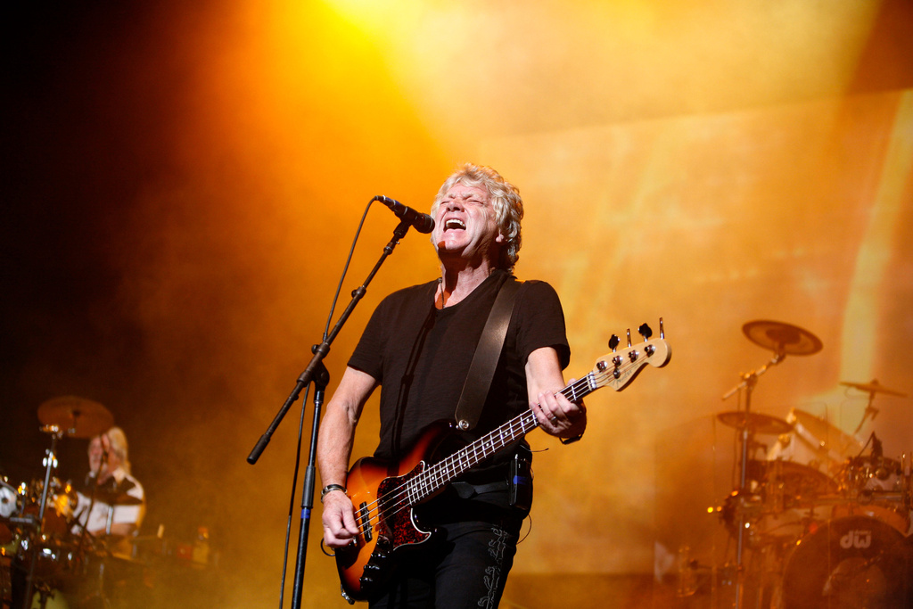 FILE - Bassist John Lodge of The Moody Blues performs at Radio City Music Hall Thursday, Aug. 20, 2009 in New York. (AP Photo/Jason DeCrow, File)