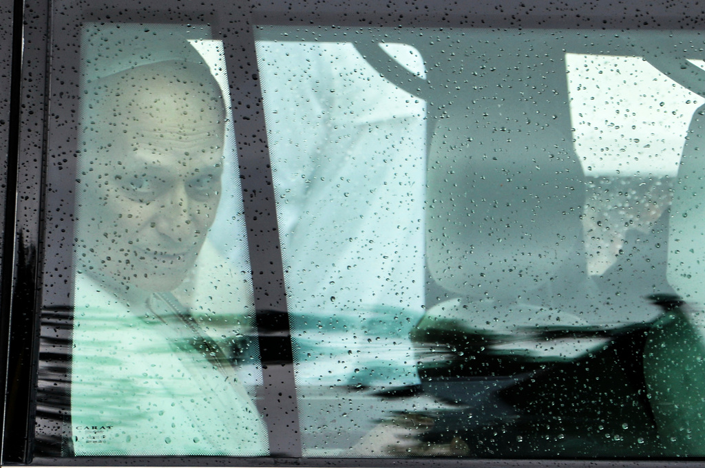 Pope Leo XIV departs after visiting the archaeological site of Hippo, in Annaba, Algeria, Tuesday, April 14, 2026, on the second day of an 11-day apostolic journey to Africa. (AP Photo/Mohamed Ali)