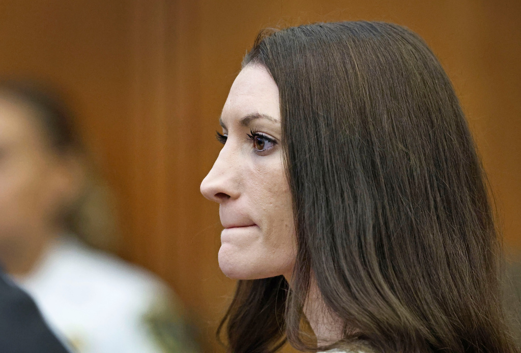 CORRECTS SPELLING TO LINDSAY - Lindsay Clancy listens to the testimony of Dr. Gregory Saathoff during her murder trial in Plymouth Superior Court, Wednesday, Aug. 26, 2026 in Plymouth, Mass. (Greg Derr /The Patriot Ledger via AP, Pool)