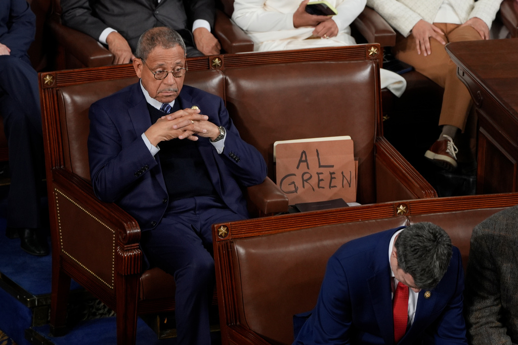 Rep. Sanford Bishop, D-Ga., listens to President Donald Trump deliver the State of the Union address to a joint session of Congress in the House chamber at the U.S. Capitol in Washington, Tuesday, Feb. 24, 2026. (AP Photo/Pablo Martinez Monsivais)
