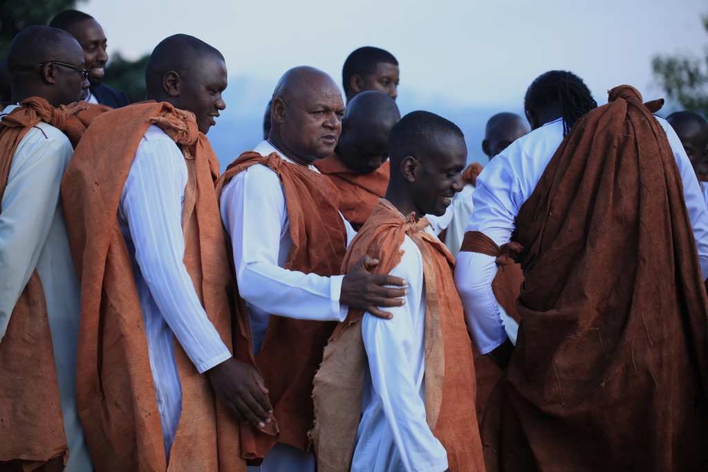 Mourners gather for the funeral of Tooro's King Oyo Nyimba in the remote city of Fort Portal, near the Congo border in Uganda, Saturday, Sept. 12, 2026. (AP Photo/Patrick Onen)