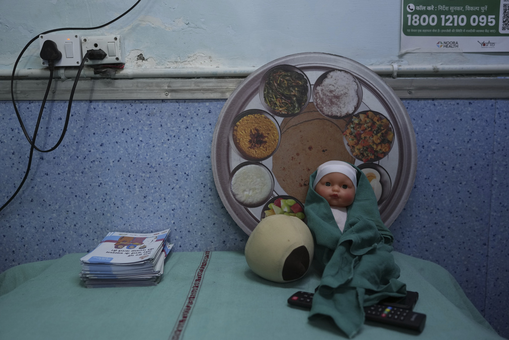Antenatal Care Companion Program (CCP) props are kept in a maternity ward of a government hospital in Gurugram, a satellite city of New Delhi, India, Thursday, Aug. 7, 2025. (AP Photo/Manish Swarup)