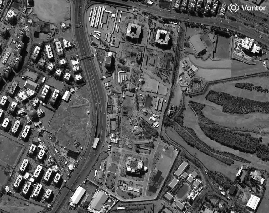 This satellite image provided by Vantor shows damage after airstrikes of Iran's Revolutionary Guard Corps (IRGC) headquarters, in Tehran, Iran, Tuesday, March 3, 2026. (Satellite image ©2026 Vantor via AP)