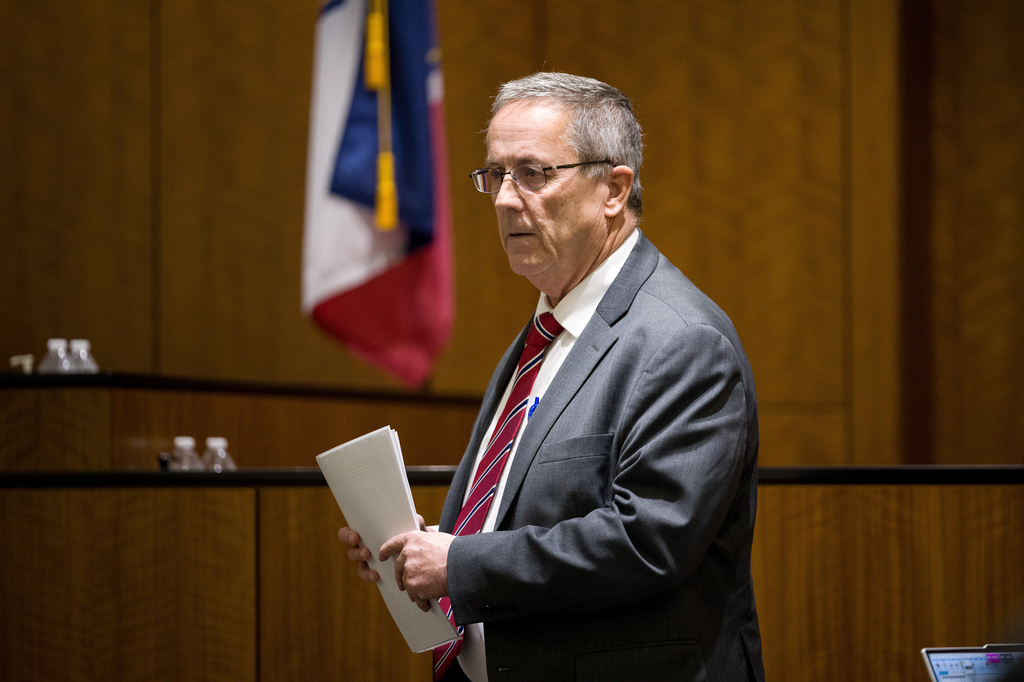 FILE - Utah County Attorney Jeffrey Gray stands during a hearing on the shooting of conservative activist Charlie Kirk in 4th District Court in Provo, Utah, Feb. 3, 2026. (Trent Nelson/The Salt Lake Tribune via AP, Pool, File)