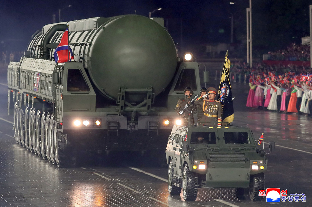 This photo provided by North Korean government shows what it says a new intercontinental ballistic missile called the Hwasong-20, during a military parade marking the 80th anniversary of the founding of the ruling Worker's Party, in Pyongyang, North Korea, Friday, Oct. 10, 2025. Independent journalists were not given access to cover the event depicted in this image distributed by the North Korean government. The content of this image is as provided and cannot be independently verified. Korean language watermark on image as provided by source reads: "KCNA" which is the abbreviation for Korean Central News Agency. (Korean Central News Agency/Korea News Service via AP)