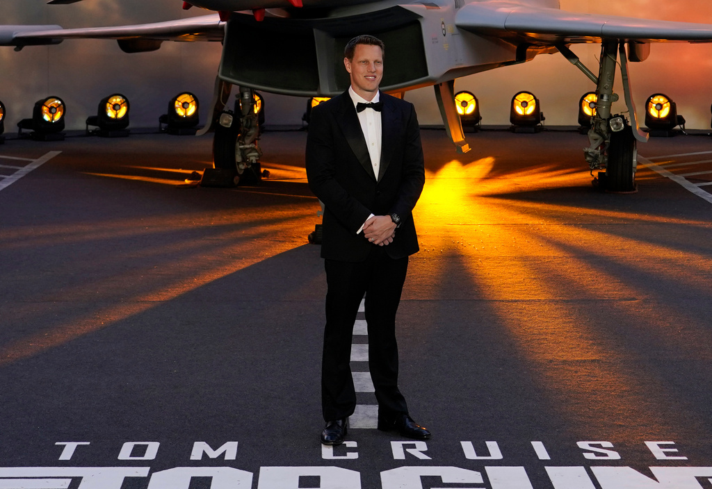 FILE - Producer David Ellison poses during the 'Top Gun Maverick' UK premiere at a central London cinema, on May 19, 2022. (AP Photo/Alberto Pezzali, File)