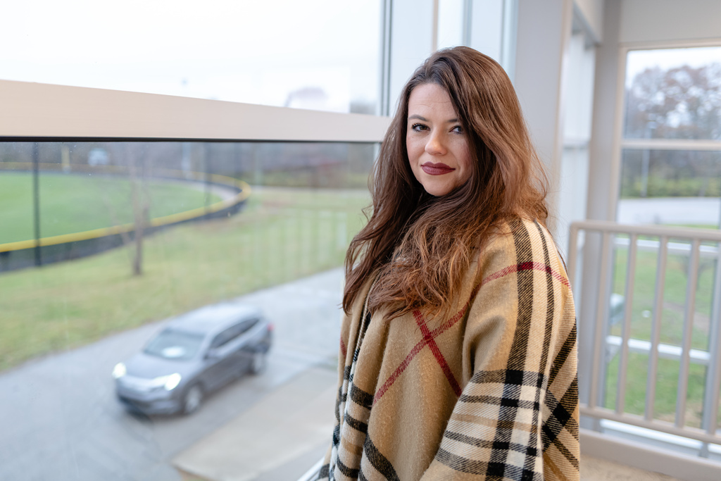 Shannon Johnson stands for a portrait at Martha Layne Collins High School, Nov. 18, 2025, in Shelbyville, Ky. (AP Photo/Jon Cherry)