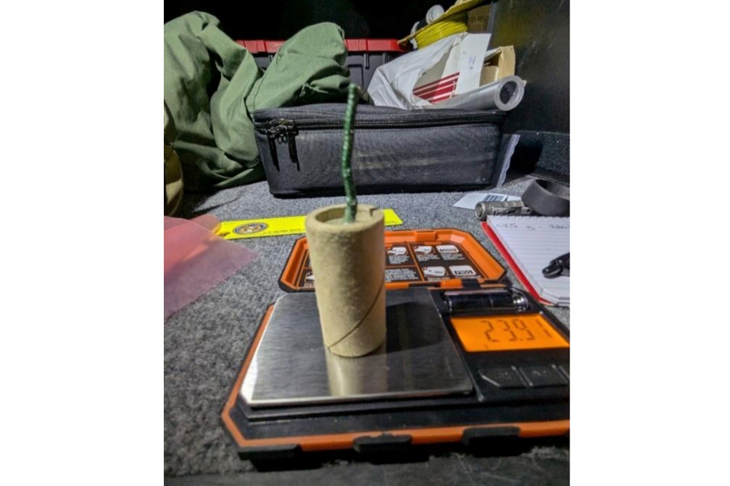 This undated photo provided by the Sacramento County Sheriff's Office on Tuesday, June 2, 2026, shows explosive materials confiscated from a man who prosecutors say attempted to carry them through a Sacramento International Airport security checkpoint. (Sacramento County Sheriff's Office via AP)