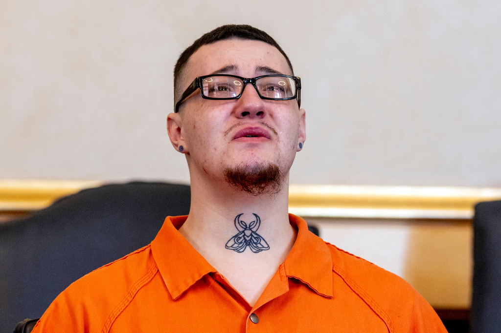 James Shirah is sentenced to at least 30 years in prison during a hearing, Monday, May 11, 2026 in Flint, Mich. (Jake May/The Flint Journal via AP)
