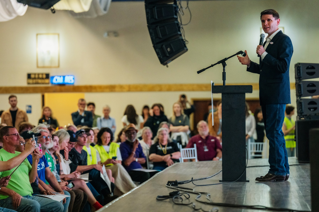 Democratic Texas Senate candidate James Talarico speaks to supporters at his campaign event at El Palacio Event Center in Austin, Texas, Tuesday, Feb. 17, 2026. (Mikala Compton/Austin American-Statesman via AP)