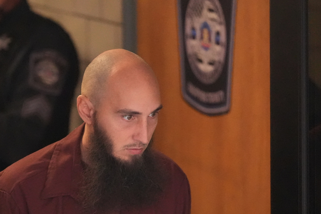 Cody Balmer, accused of setting a fire at Pennsylvania Gov. Josh Shapiro's official residence, leaves Dauphin County Courthouse on Tuesday, Oct. 14, 2025 in Harrisburg, Pa. (AP Photo/Matt Slocum)