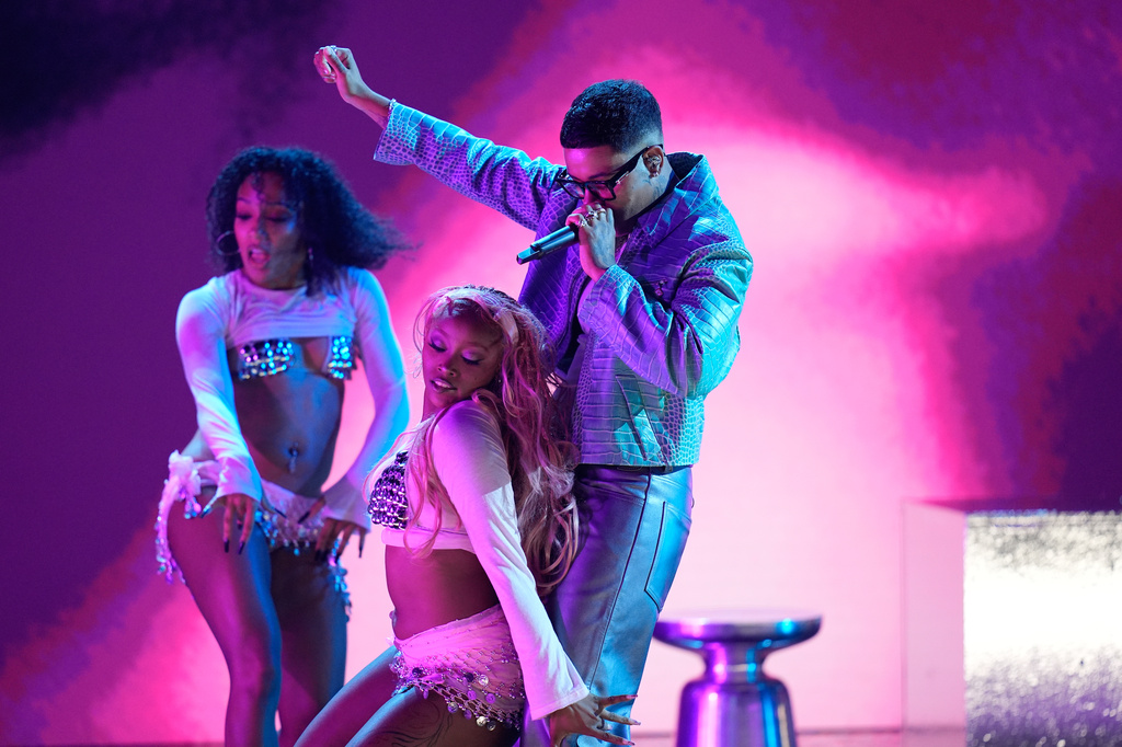 Kwn performs during the BET Awards on Sunday, June 28, 2026, at the Peacock Theater in Los Angeles. (AP Photo/John Locher)