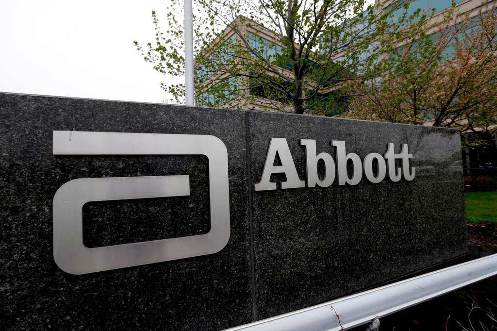 FILE - A sign at an Abbott Laboratories campus facility is displayed, April 28, 2016, in Lake Forest, Ill. (AP Photo/Nam Y. Huh, File)