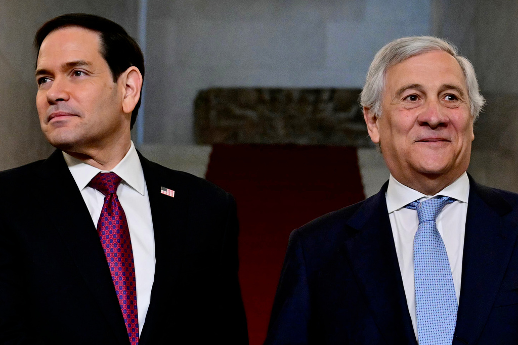 US Secretary of State Marco Rubio meets Italian Foreign Minister Antonio Tajani during his two-day visit to Italy and the Vatican, in Rome, Friday, May 8, 2026. (Stefano Rellandini/Pool Photo via AP)