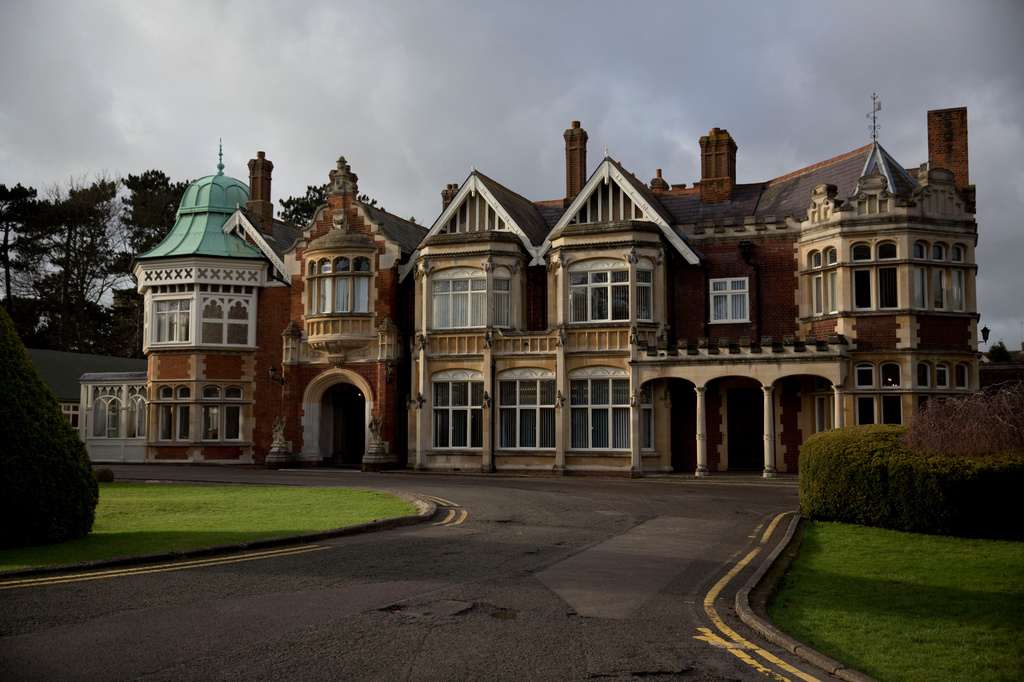 FILE - An exterior view shows the mansion house at Bletchley Park museum in the town of Bletchley in Buckinghamshire, England, on Jan. 15, 2015. (AP Photo/Matt Dunham, File)