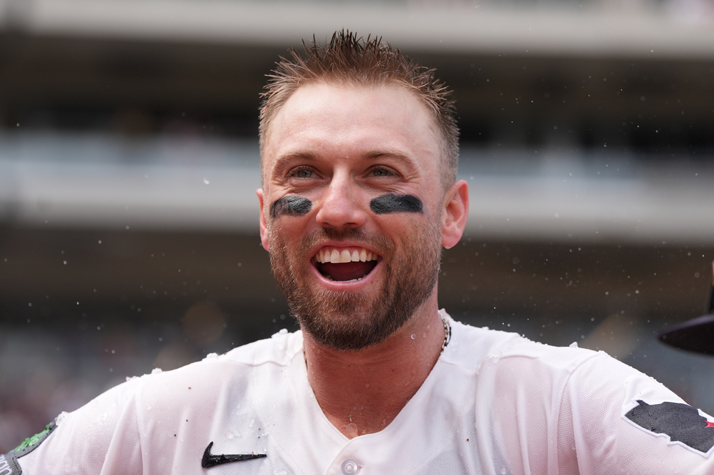 Minnesota Twins' Kody Clemens celebrates after hitting a walk-off grand slam in the ninth inning of a baseball game against the Kansas City Royals, Thursday, July 30, 2026, in Minneapolis. (AP Photo/Abbie Parr)