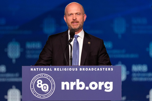 FILE - Kevin Roberts, president of The Heritage Foundation, speaks at the National Religious Broadcasters convention at the Gaylord Opryland Resort and Convention Center Feb. 22, 2024, in Nashville, Tenn. (AP Photo/George Walker IV, File) FILE - Kevin Roberts, president of The Heritage Foundation, speaks at the National Religious Broadcasters convention at the Gaylord Opryland Resort and Convention Center Feb. 22, 2024, in Nashville, Tenn. (AP Photo/George Walker IV, File)