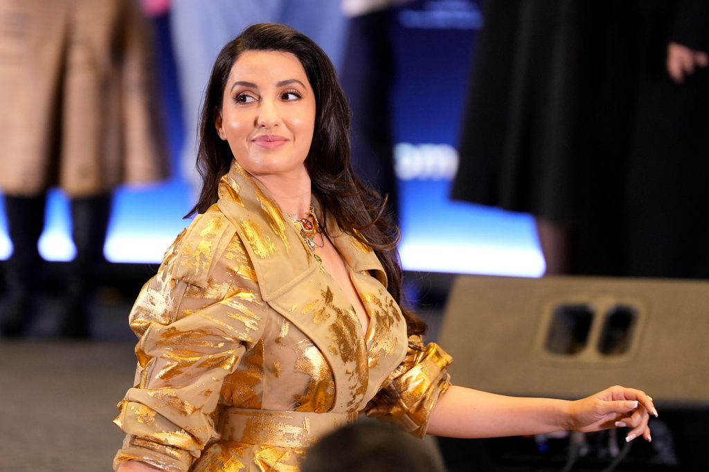 FILE - Bollywood actor Nora Fatehi appears at the International Indian Film Academy (IIFA) awards in Jaipur, India, on March 8, 2025. (AP Photo/Deepak Sharma, File)