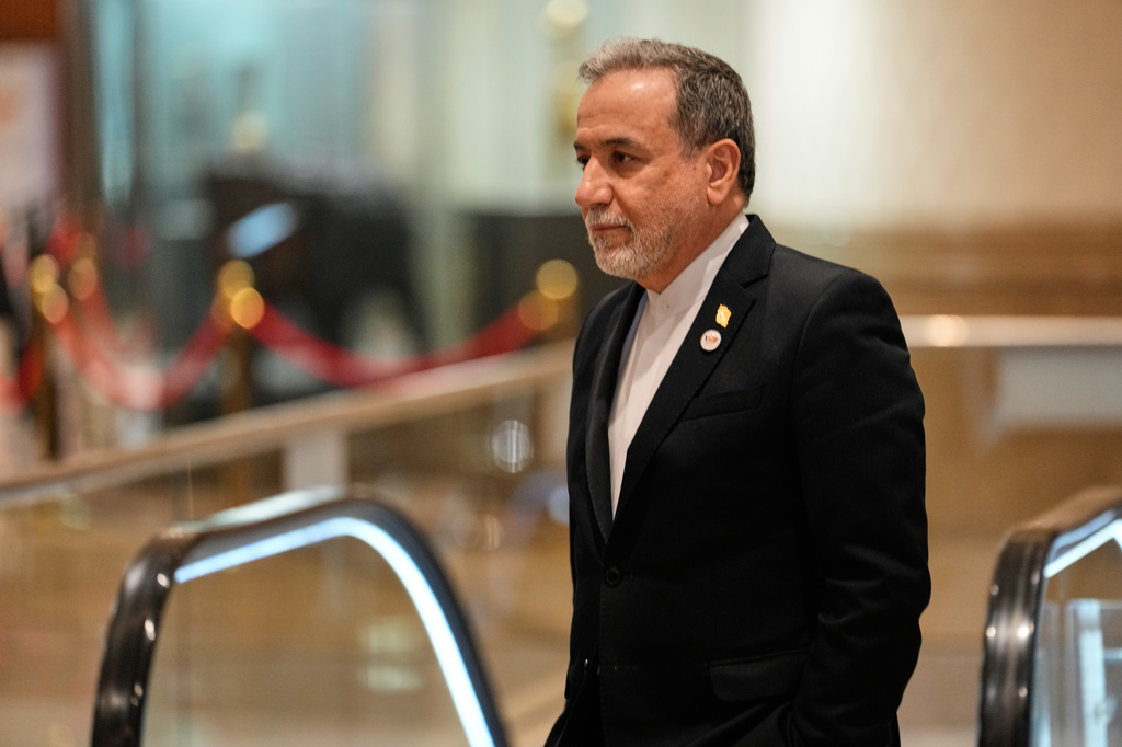 Iranian Foreign Minister Abbas Araghchi arrives for a meeting during the two-day BRICS summit in New Delhi, India, Thursday, May 14, 2026. (AP Photo/Manish Swarup)