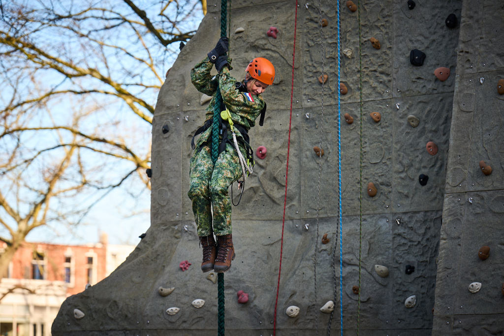 This image provided by the Netherlands Ministry of Defense shows Queen Máxima beginning training as a reservist for the Royal Netherlands Army, Feb. 4, 2026, in Breda, Netherlands. (Phil Nijhuis/Netherlands Ministry of Defense via AP)
