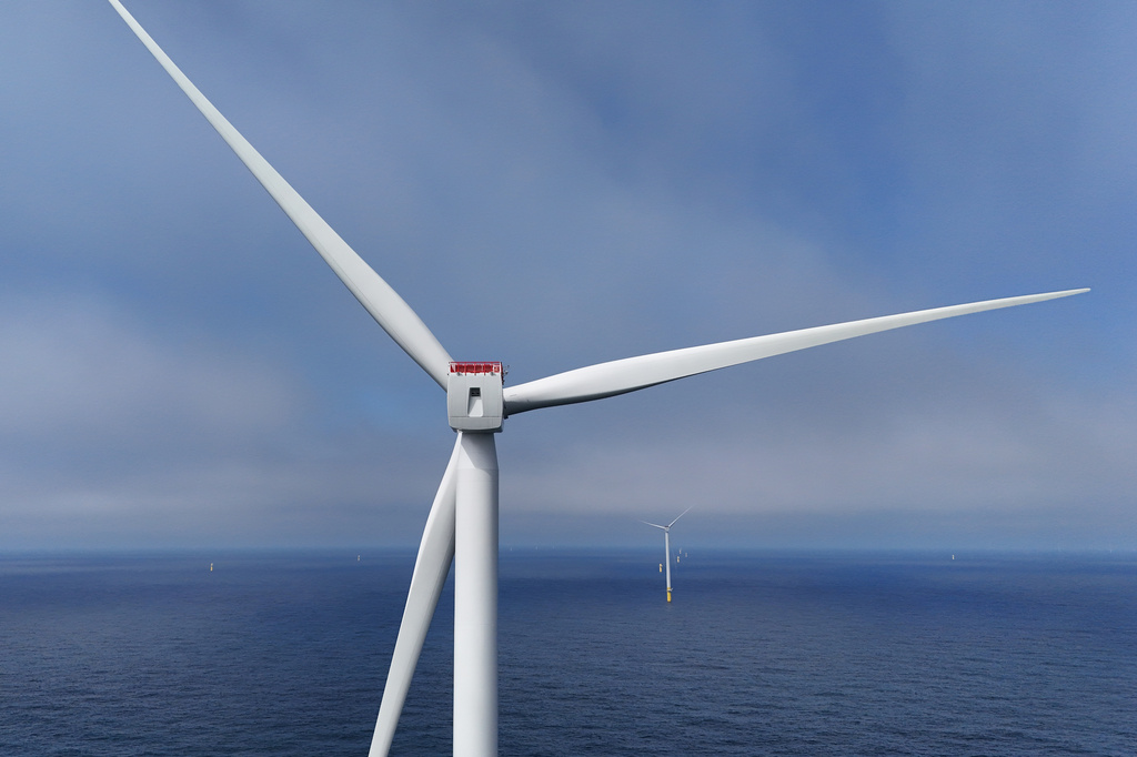 FILE - Turbines are visible at Sunrise Wind offshore wind farm that is under construction off the coast of Montauk Point, New York, April 23, 2026. (AP Photo/Joshua A. Bickel, File)