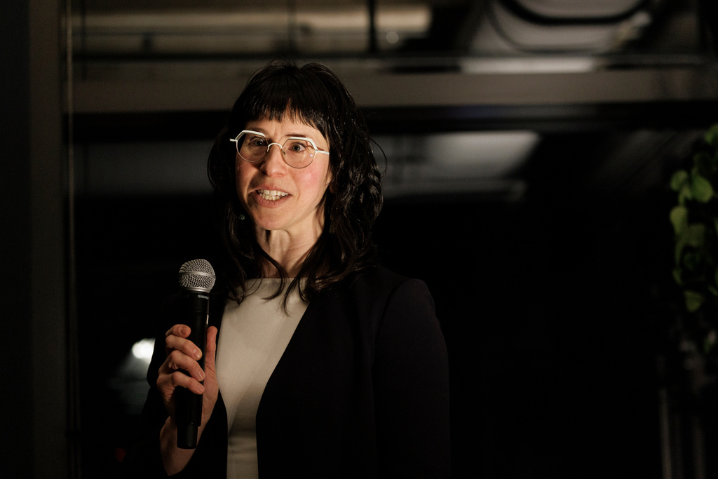 Sasha Gallant, cofounder of the DIV Fund, speaks at an event Thursday, Feb. 5, 2026, in Washington. (AP Photo/Moriah Ratner)