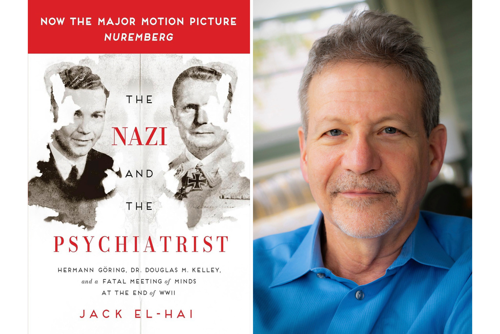 This combination of images shows cover art for "The Nazi and the Psychiatrist: Hermann Göring, Dr. Douglas M. Kelley, and a Fatal Meeting of Minds at the End of WWII," left, and a photo of author Jack El-Hai. (Public Affairs via AP, left, and Craig Perman via AP)