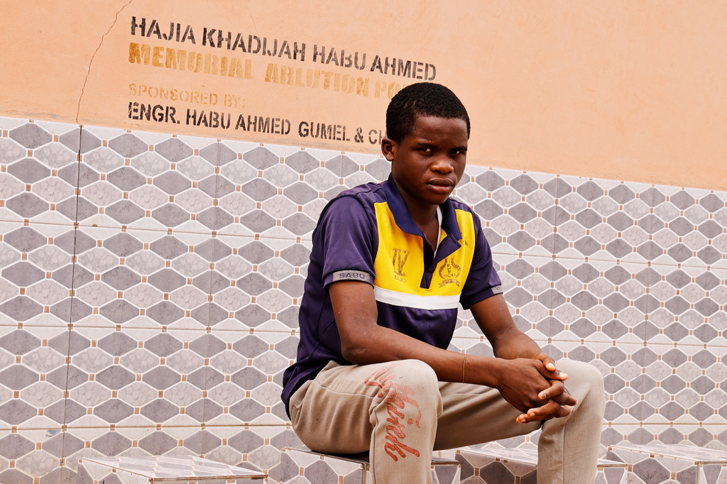 A student from an orphanage school that was abducted with others by gunmen in late April, is photographed following his released in Lokoja, Nigeria, Thursday, May 7, 2026. (AP Photo/Haruna Yahaya)