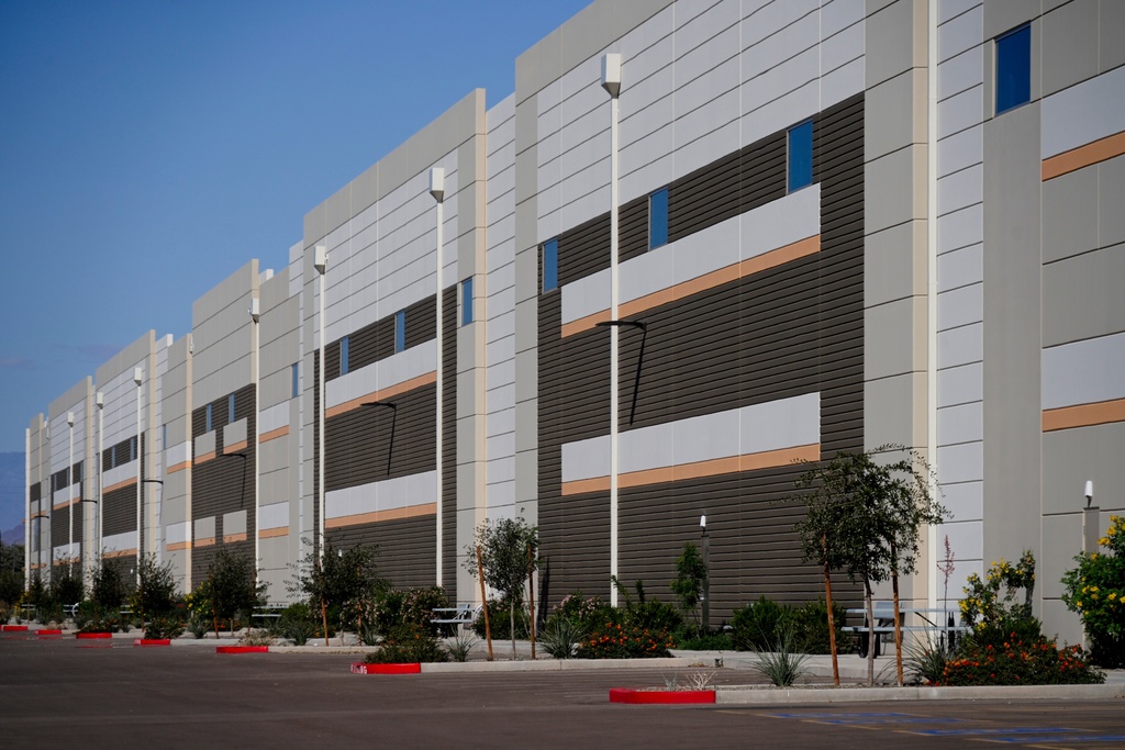 A warehouse purchased by U.S. Immigration and Customs Enforcement in Surprise, Ariz., is seen Saturday, Feb. 14, 2026. (AP Photo/Ty ONeil)