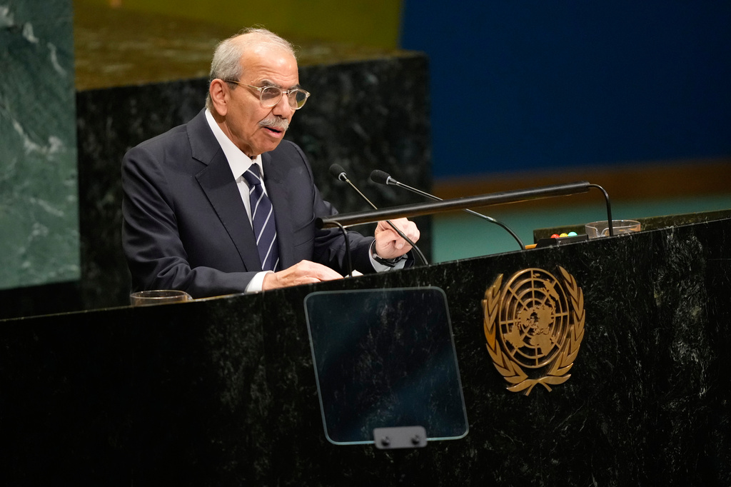 Lebanon's Prime Minister Nawaf Salam speaks during the 81st session of the United Nations General Assembly at United Nations headquarters, Friday, Sept. 25, 2026. (AP Photo/Yuki Iwamura)