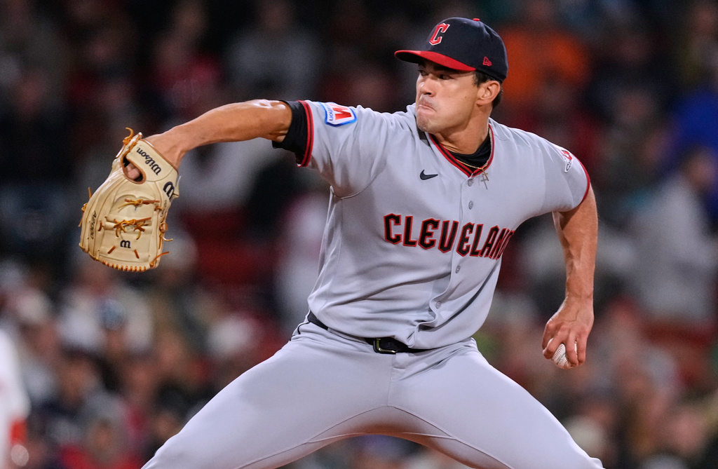 Cleveland Guardians' Joey Cantillo delivers during the second inning of a baseball game against the Boston Red Sox, Thursday, Sept. 24, 2026, in Boston. (AP Photo/Charles Krupa)