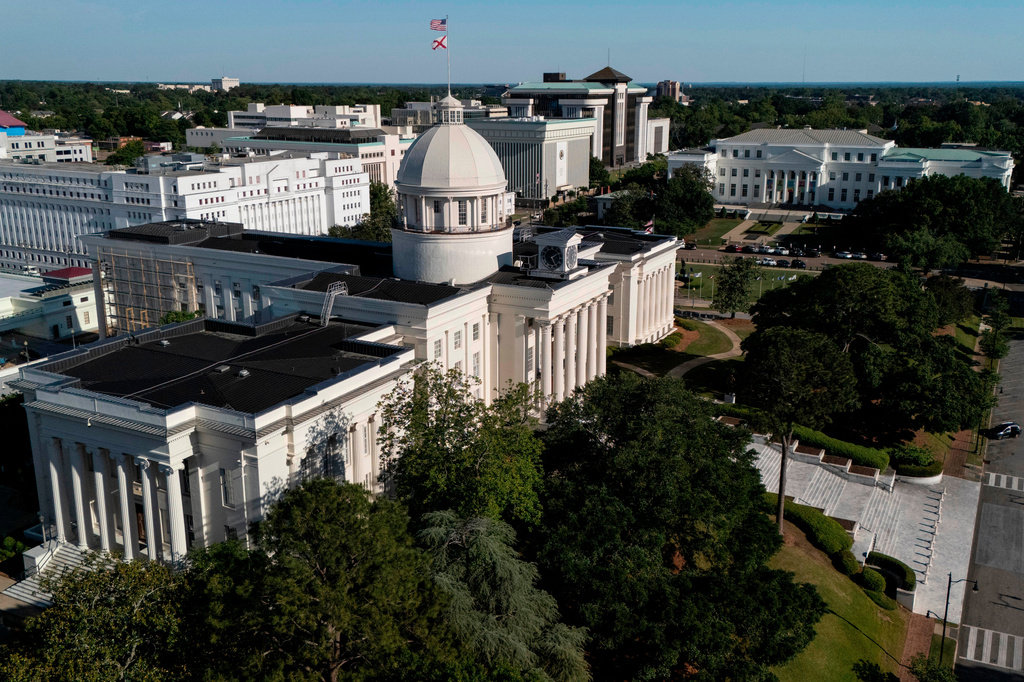 FILE - The Alabama state capitol is seen during a special session of the Alabama Legislature, May 4, 2026, in Montgomery, Ala. (AP Photo/Mike Stewart, File)