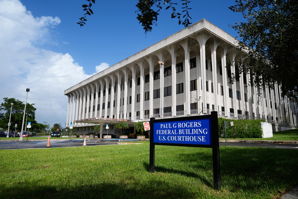 FILE - The Paul G. Rogers Federal Building and U.S. Courthouse is seen in West Palm Beach, Fla., Oct. 22, 2024. (AP Photo/Rebecca Blackwell, File)