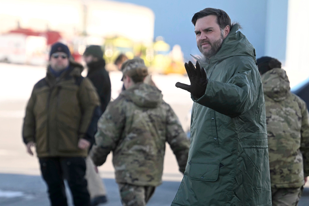 FILE - Vice President JD Vance arrives at Pituffik Space Base in Greenland, March 28, 2025. (Jim Watson/Pool via AP, File)