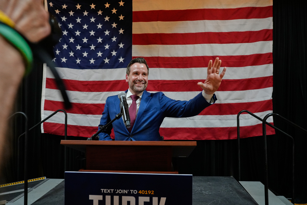 Iowa state Rep. Josh Turek speaks during a primary election night watch party after winning the Democratic nomination for U.S. Senate, Tuesday, June 2, 2026, in Des Moines, Iowa. (AP Photo/Bryon Houlgrave)