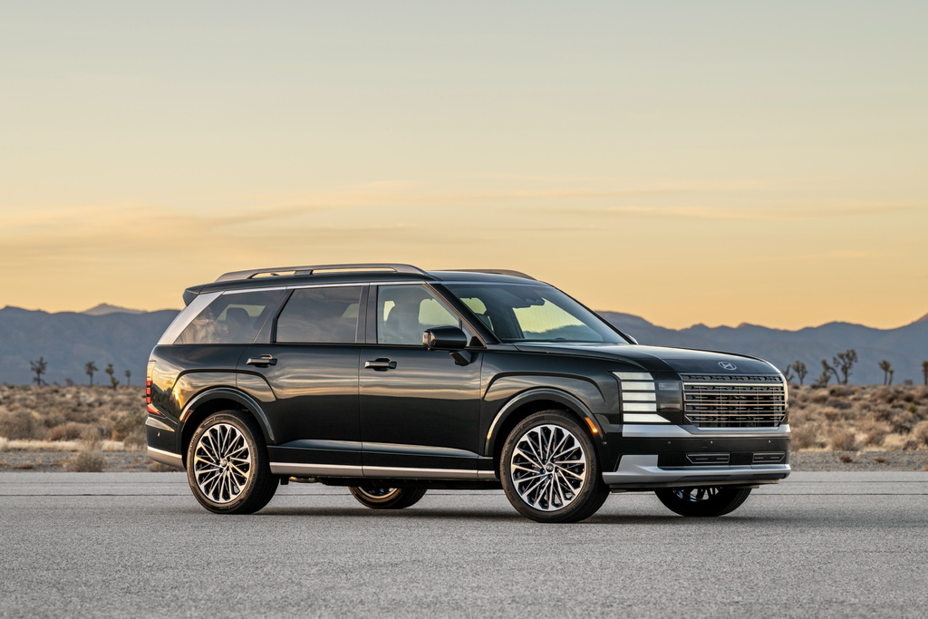 This photo provided by Hyundai shows the 2026 Hyundai Palisade. The three-row SUV was redesigned for 2026 with new style, two new engines and upgraded tech. (Courtesy of Hyundai Motor America via AP)