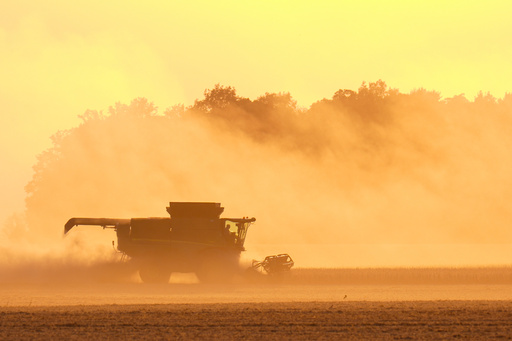 Soybeans are harvested on the Warpup Farm in Warren, Ind., Wednesday, Sept. 17, 2025. (AP Photo/Michael Conroy) Soybeans are harvested on the Warpup Farm in Warren, Ind., Wednesday, Sept. 17, 2025. (AP Photo/Michael Conroy)