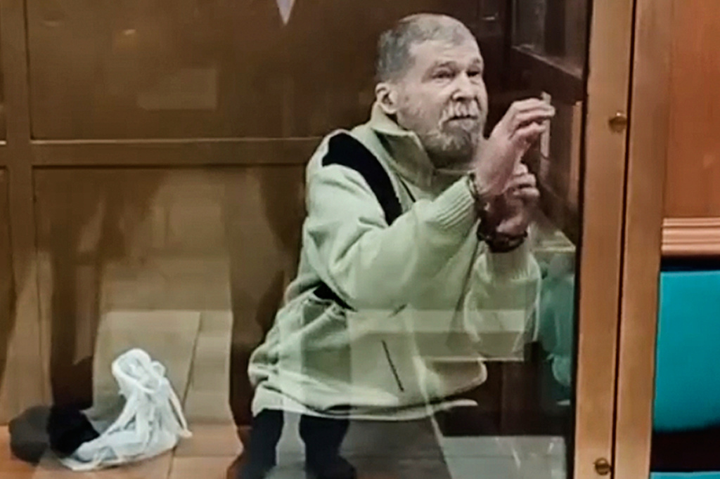 FILE - In this photo taken from video released by the Moscow City Court Press Service, Stephen Hubbard, a U.S. citizen accused of fighting as a mercenary in Ukraine against Russia stands in a glass cage during a court session in the Moscow City court in Moscow, Russia, Oct. 7, 2024. (Moscow City Court Press Service via AP, File)